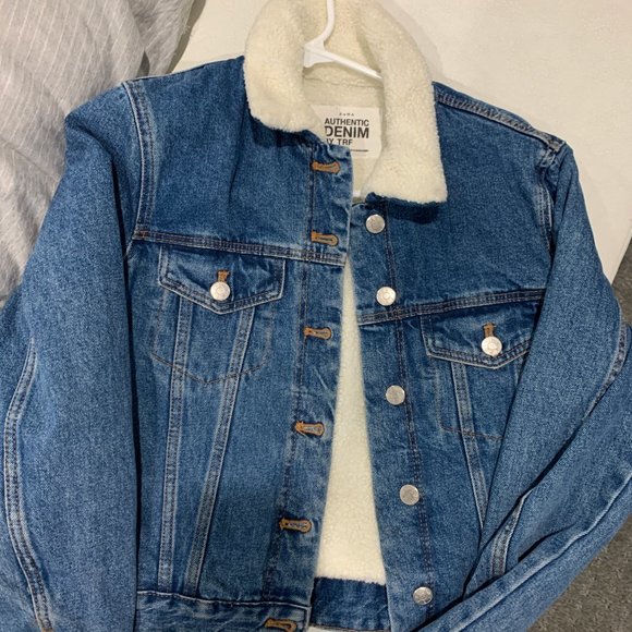 ZARA DENIM FUZZY JACKET - Picture 2 of 2